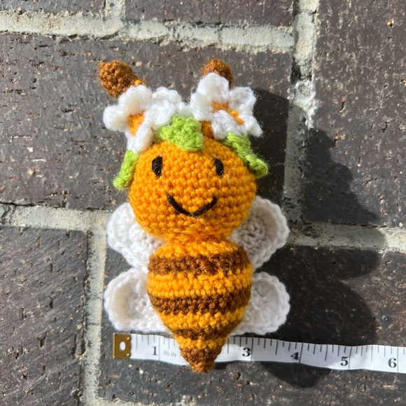 Hand Crocheted Flower Child Bumble Bee Stuffed Animal Plushie! - Picture 10 of 10